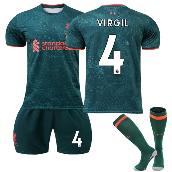Liverpool FC 2022/23 Third Jersey Virgil No.4 fotballskjorte 3-delt sett for barn Voksne Z X XL(180-190CM)