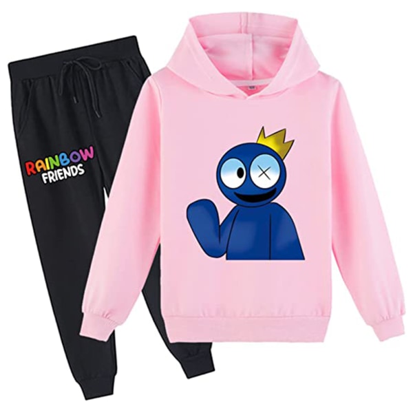 Barn Pojke Flickor Rainbow Friends Hoodie Sweatshirt Byxor Set / pink 140cm