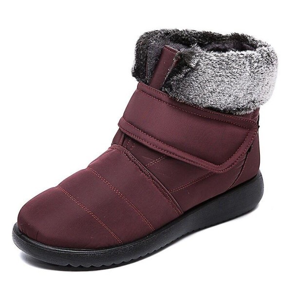 Tyk pels Vandtæt skridsikre sne korte støvler til kvinder W Wine Red 38