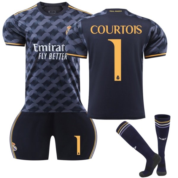 2024 Real Madrid Borte fotballskjorte for barn yz nr 1 COURTOIS 10-11 Years