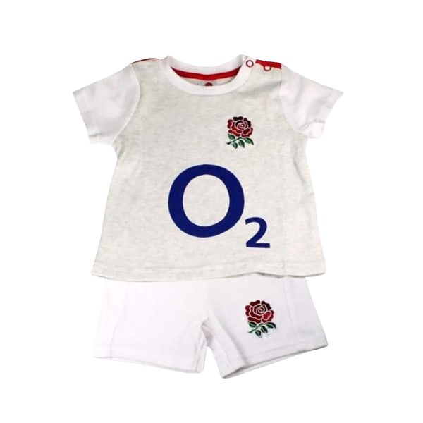 England RFU børne/barn t-shirt og kort sæt 6-9 måneder pink Z White Marl 6-9 Months