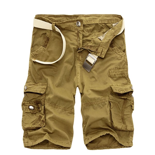 Miesten vapaat taskuhaalarit rantashortsit. Khaki,36