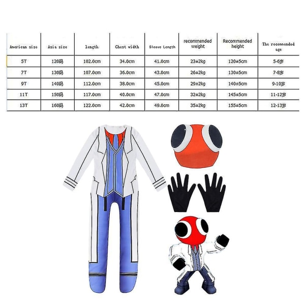 Kids Rainbow Friends -asu Red Ant Man Cosplay Jumpsuit -asu 120(115-125CM)