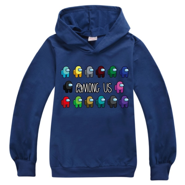 Among us Barn 3D Casual 3D Printed Sweatshirt Hoodies Pullover V navy bule 170cm