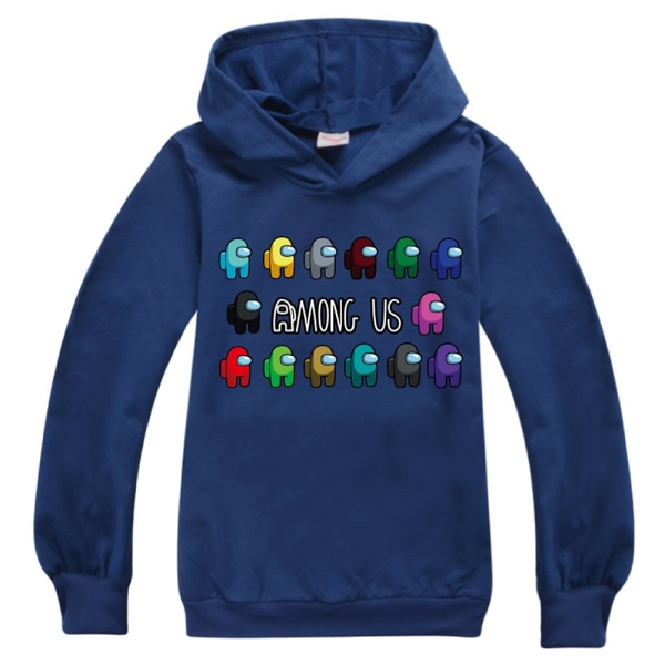 Blandt os Børn 3D Casual 3D Printet Sweatshirt Hættetrøjer Pullover V navy bule 130cm