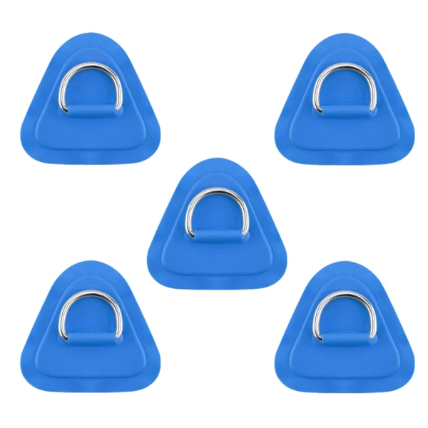 5 stycken Pad/Patch D-ringar för PVC uppblåsbar båt, kanotflotte Rostfri D-Ring Patch Jolle Kajak Surfboard Paddle Board - Blue