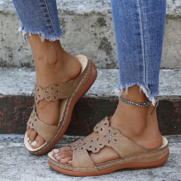 Sommar mode högklackade lätta plattform skor sandaler . khaki EU 42