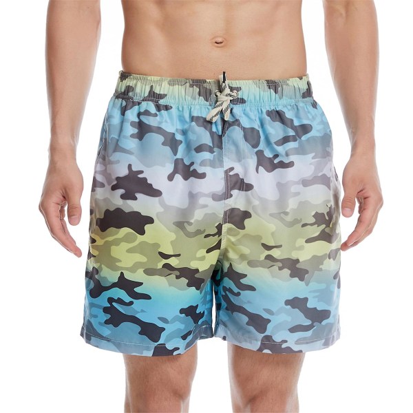 Badebukser til mænd farverige hurtigtørrende strandshorts. L