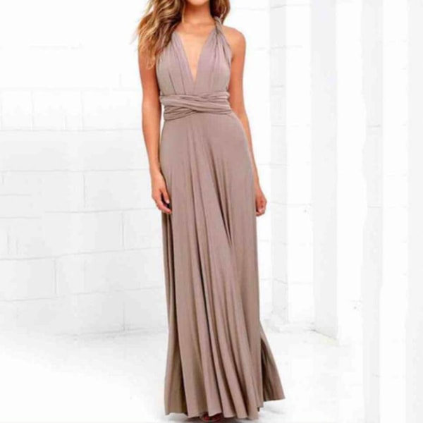 Damebandasje Multi Way Wrap Convertible Maxi Dress Brudepike Z khaki S