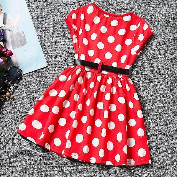 Børn Piger Sommer tegneserie Minnie Mouse Bowknot Princess Swing Dress E XX C 6-7 Years