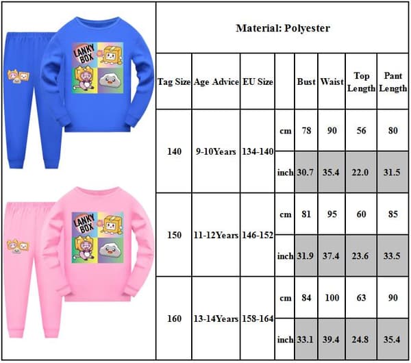 LANKYBOX Kids Pullover+Pants 2 STK Sett Nattøy Pyjamas Gave . black 160cm