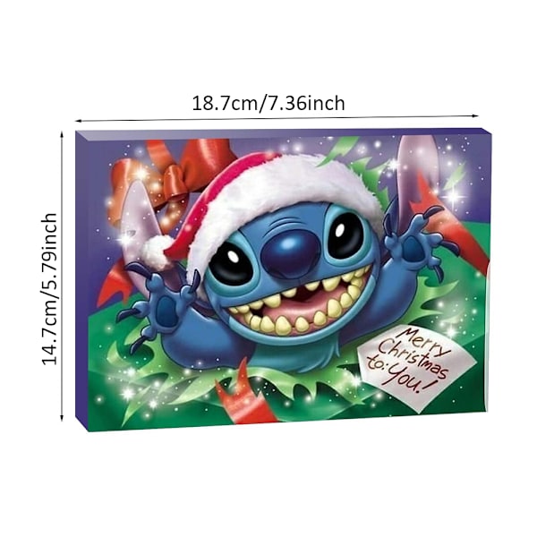 Stitch Julkalender Armbånd 2024 for Jenter 24 Dager Julekalender Nedtelling DIY Smykkeproduksjonssett 22 Charm Beads 2 Armbånd