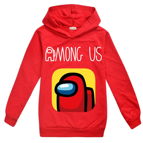 Blant oss tegneseriespilltrykk gutt Sweatshirt barn Uformelle hettegensere Z X red 130cm