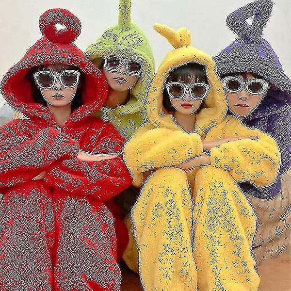 Anime Teletubbies Kostym Vuxen jul Pyjamas Pyjamas Sovkläder Jumpsuit Red M