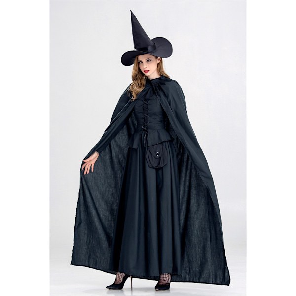 Voksne kvinder Enchanted Witch Lilla/sort Halloween kostume Z