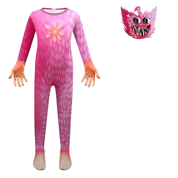 Poppy Playtime Huggy Wuggy Cosplay-kostyme Barnedress+maske Pa / Pink 150