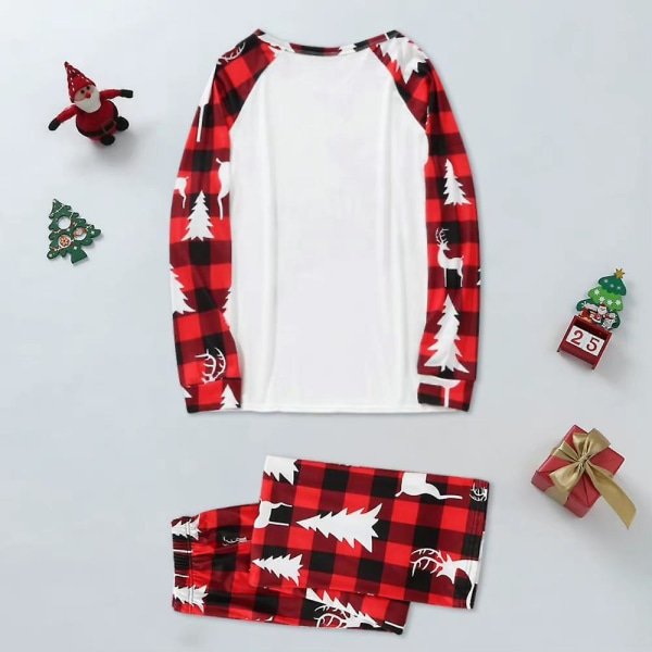 Christmas Älg Print Pläd Pyjamas Set Jul Familj Matchande Pyjamas Hem Kläder Women L