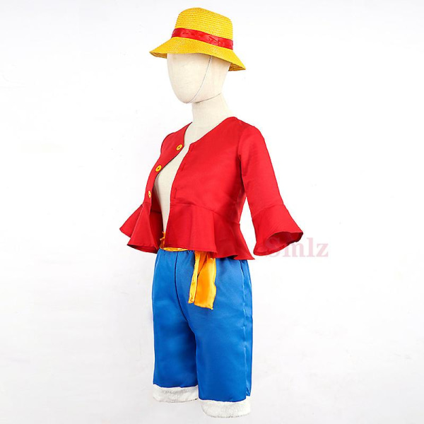 Caraele Anime Luffy Cosplay -asu Takki Housut Hattu Cosplay Setti W hat XXXL