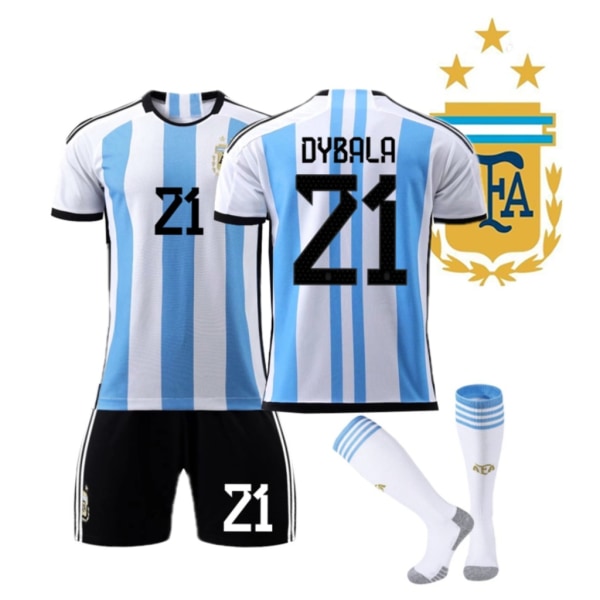 22 Argentina Fodboldtrøjer Hjemme Nr. 21 Fodboldtrøjer Dybala W with socks 24(140-150cm)