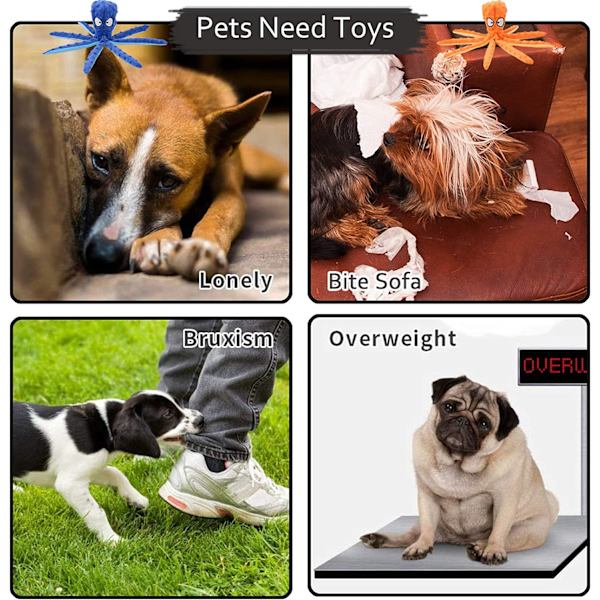 Beeping Dog Interactive Toy, Ikke-utstoppet Octopus Dog Chew Toy W Grön