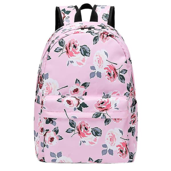 Blommor mönster skolryggsäck . Pink