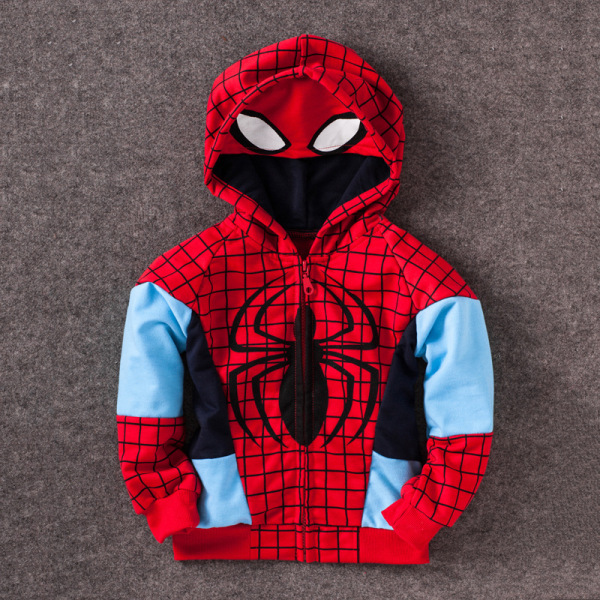 Superhelt guttejakke frakk hettegenser Langermet vinteryttertøy W Red Spiderman 100cm