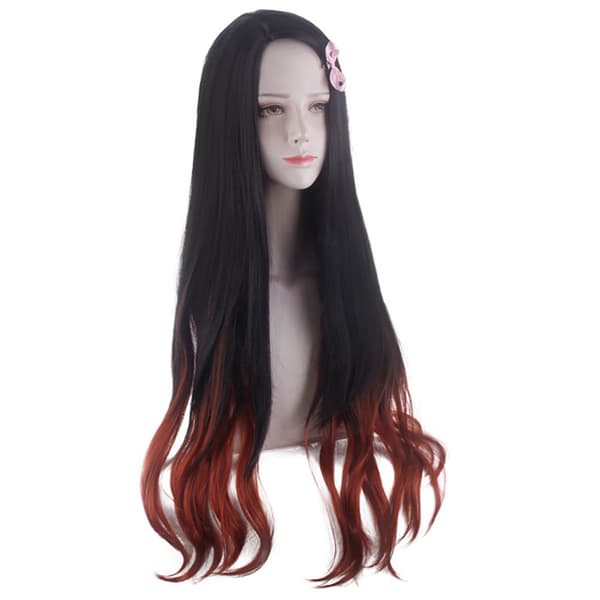 Cosplay peruk demon slayer gradient långt hår syntetisk peruk W