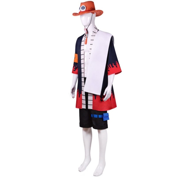 One Piece Portgas D Ace Cosplay Kostym Vuxen Anime Kimono et W Only Wig S