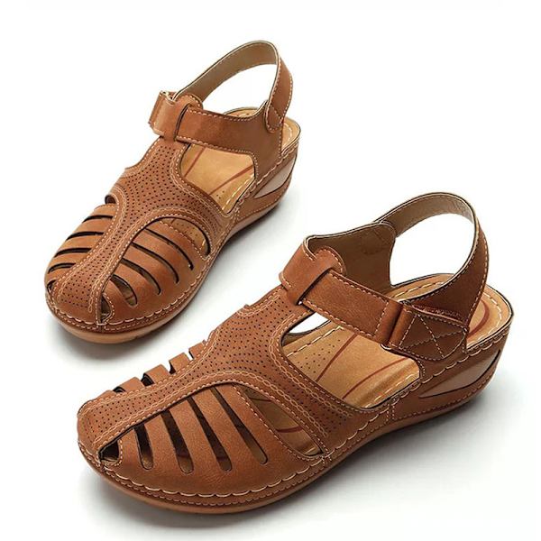 Ortopediska sandaler för kvinnor Bekväma stängda tåsulor sommar tofflor . Brown 41