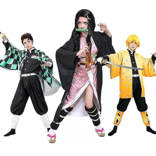 Børn Anime Demon Slayer Cosplay Sæt Voksen Tanjirou Nezuko Outfit Y Kochou Shinobu M