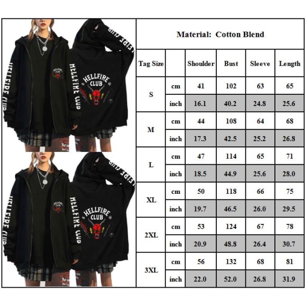 Stranger Things 4 Dame Sweatshirt Hættetrøje Oversized frakke - wz M
