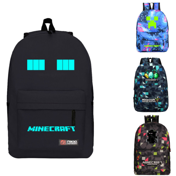 Minecraft ryggsäck studentryggsäck Blå rutnät ~ 7 -1