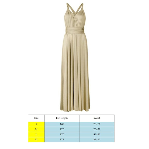 Kvinders Bandage Multi Way Wrap Convertible Maxikjole Brudepige Z Champagne 2 XL