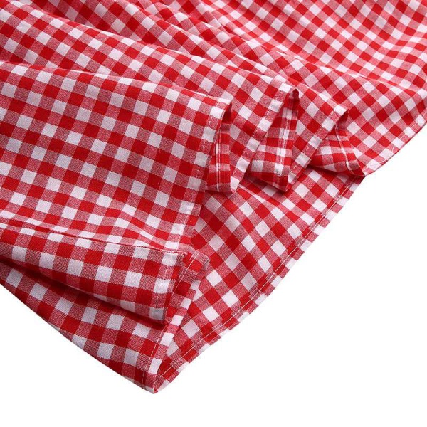 Sommerpledd puffy kortermet midikjole for kvinner -1 Red,M