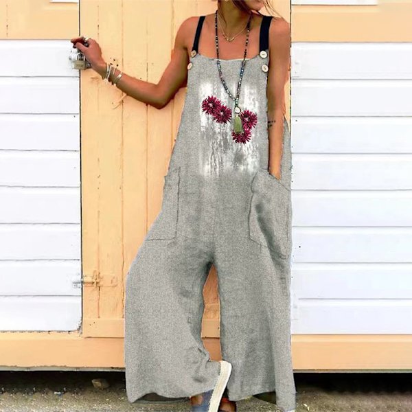 Jumpsuits for kvinner med brede ben Bohemian Long Pants Z X Grey 2XL