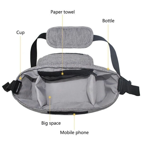Barnvagnsväska Barnvagn Organizer GRÅ grey