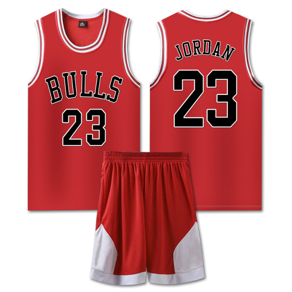 #23 Michael Jordan Basketball Jersey Set Bulls Uniform for Kids Adults - Red y 28(150-155CM)