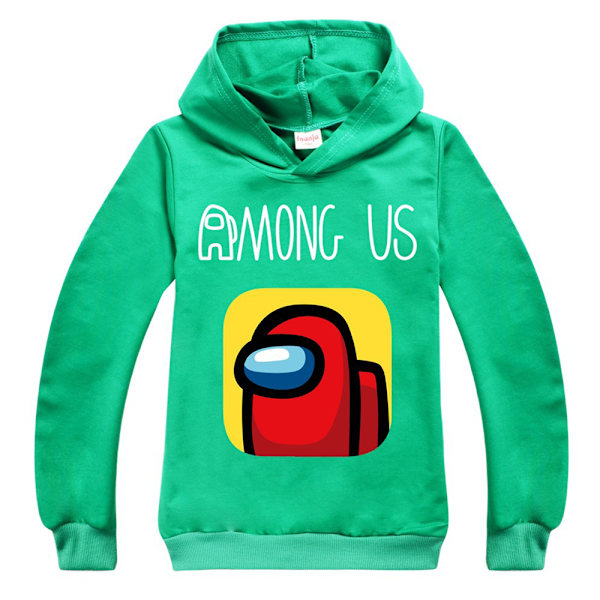 Among us tecknade spel print pojke Tröja barn Casual hoodies Z X green 150cm