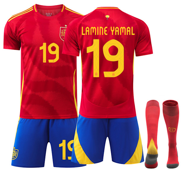 UEFA Euro 2024 Spanien Hjemme Voksen Fodboldsæt Nr. 19 Yama Q yz Adult XS