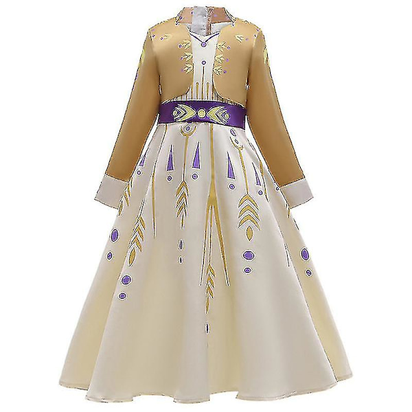 Frozen Anna Prinsessa Cosplay pitkähihainen mekko Lasten Tytöt Lumikuningattar Fancy Pue Halloween Joulujuhla Performance puku 9*10 vuotta