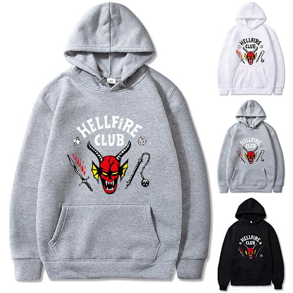 Stranger Things 4 Hellfire Club Hettegenser Hettegenser Topp W lys grå. light grey M
