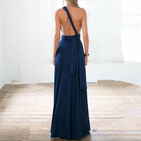 Damebandasje Multi Way Wrap Convertible Maxi Dress Brudepike Z navy blue L