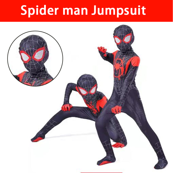 Kids Spiderman Superhero Jumpsuit Bodysuit Cosplay Clothes Z Black 11-12 Years