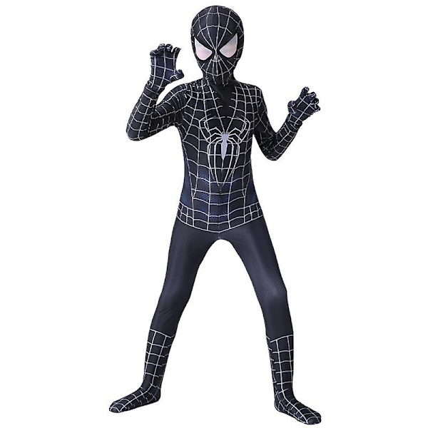 Svart Spiderman Cosplay Superhjältedräkt Barn Vuxen Bodysuit vY 170 Adults (160170cm)