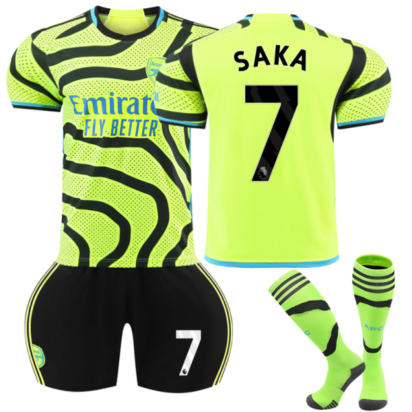 2023-2024 Arsenal Away Kids fodboldsæt med nr. 7 sokker Saka 28