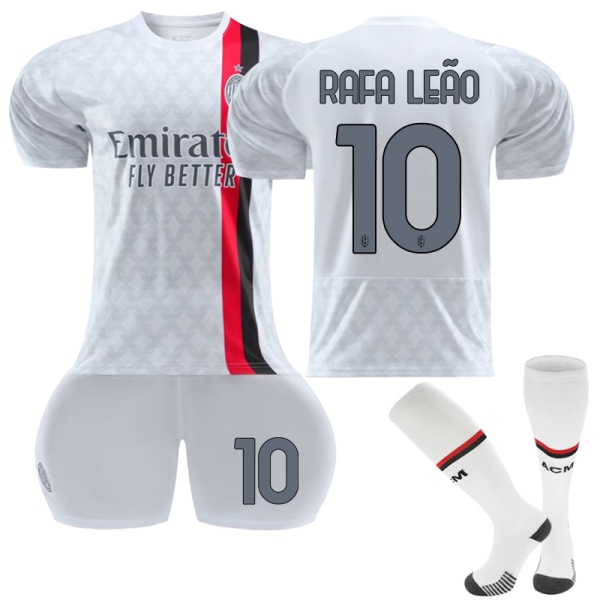 23-24 AC Milan Udebane fodboldtrøje til børn nr. 10 R. Leão y 18