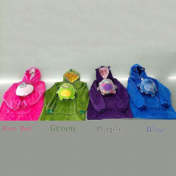 1st Mjuka Barn Pojke Husdjur Nalle Nattkläder Varm Luvtröja Filt Sweatshirt k Blue