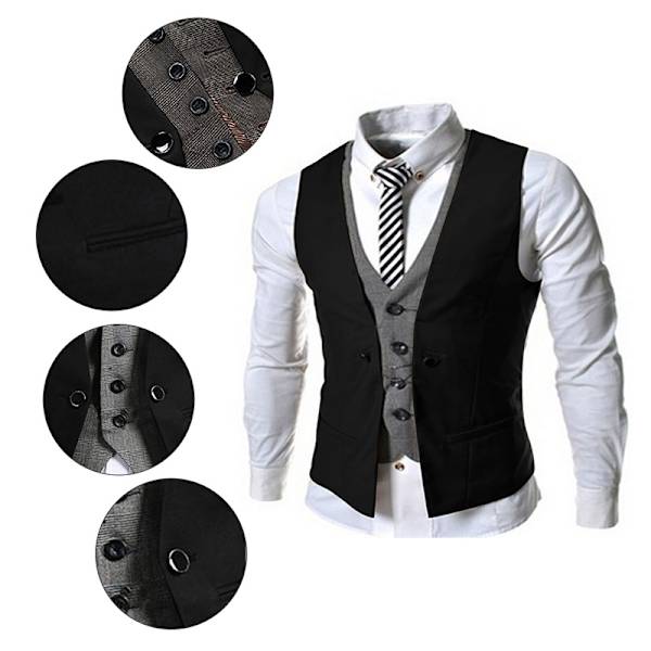 Fake Two Pieces Chaleco Double -1 black L