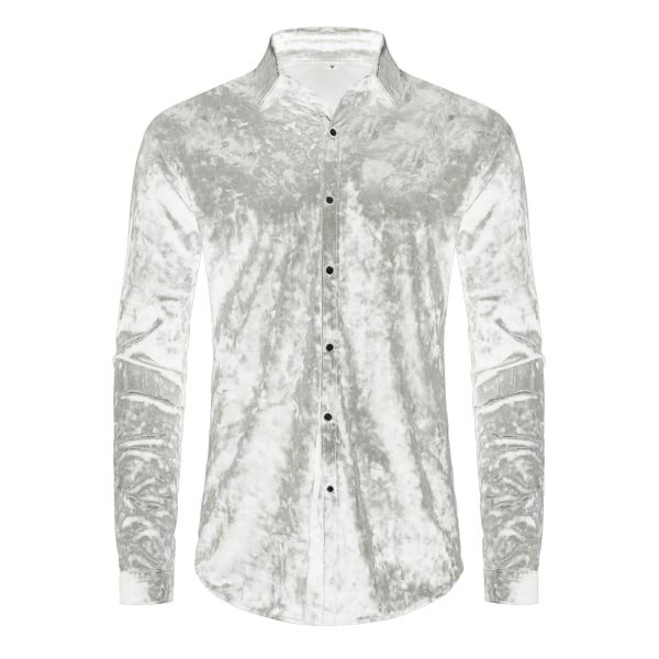 Långärmade för män printed Casual Button Downskjortor vY white M