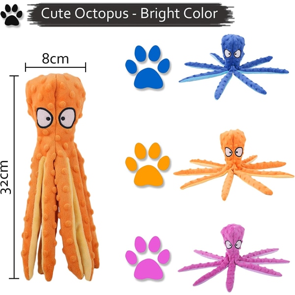 Beeping Dog Interactive Toy, Ikke-utstoppet Octopus Dog Chew Toy W Orange